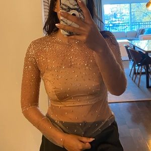 Lirika Matoshi Synthetic Cascading Shimmer Top  / color peach